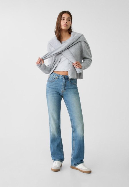 D98 straight-cut jeans with a vintage effect