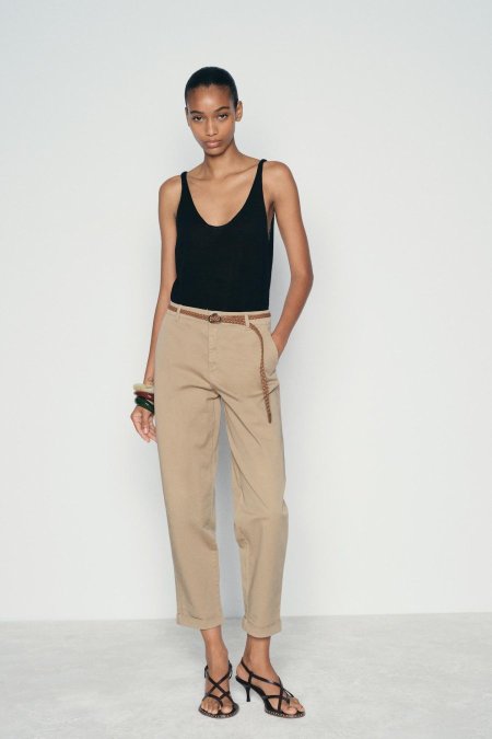 CHINO TROUSERS WITH BRAIDED BELT