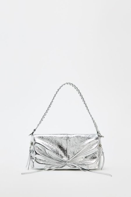 METALLIC GATHERED SHOULDER BAG