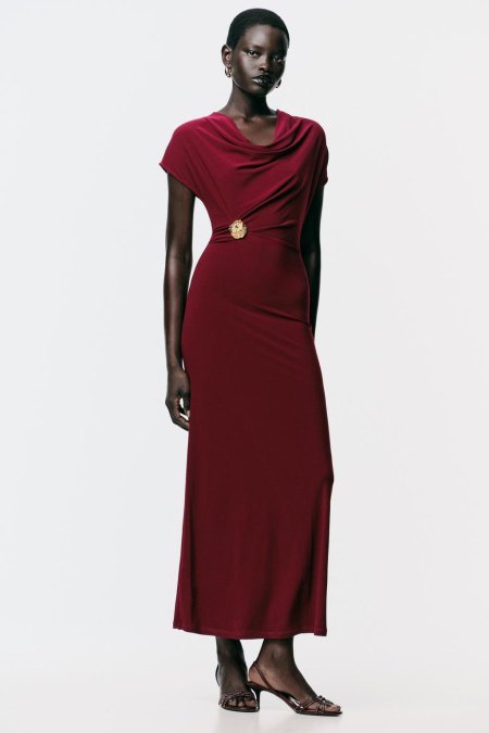 DRAPED DRESS WITH HARDWARE
