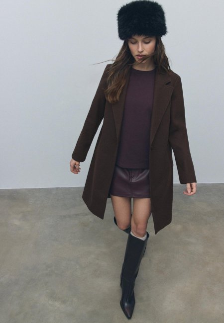 Soft-touch button-up midi coat