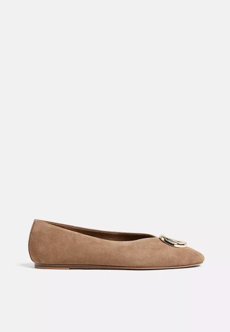SPLIT LEATHER BALLET FLATS WITH