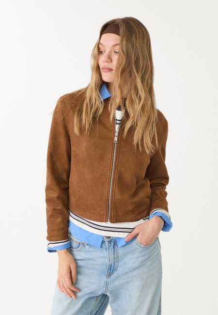 Suede-like jacket with zipper