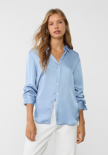 Satin collared shirt