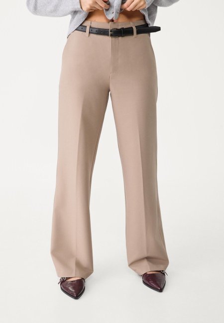 Flowing straight-leg smart trousers with belt