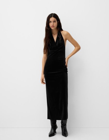  Velvet halterneck midi dress