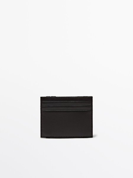 Leather card holder Brown