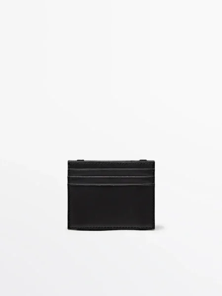 Leather card holder Black