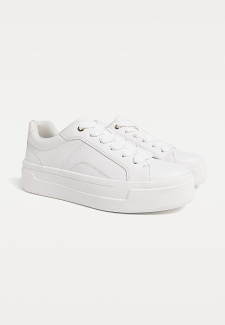 White sneakers with platform sole