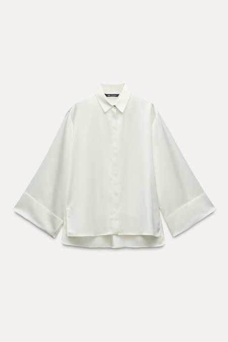 KIMONO SLEEVE SATIN EFFECT SHIRT