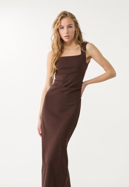 Midi dress with square neckline