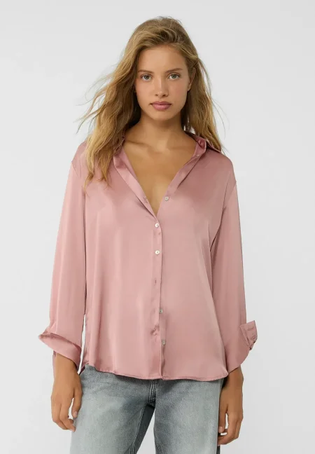 Satin collared shirt