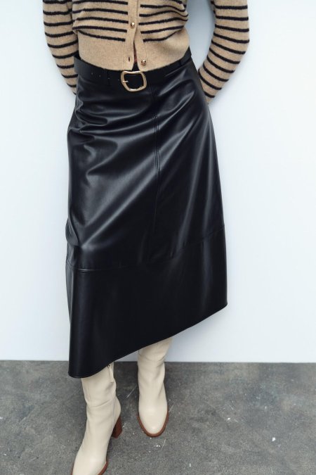 FAUX LEATHER LAYERED SKIRT