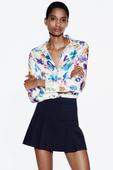 SATIN FLORAL PRINT SHIRT