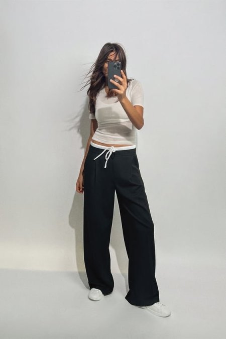 WIDE-LEG TROUSERS WITH DOUBLE WAISTBAND