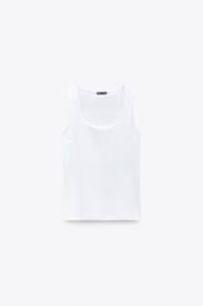 WIDE STRAP POLYAMIDE TOP  - White <br> <span class='text-color-warm'>نفدت الكمية</span>