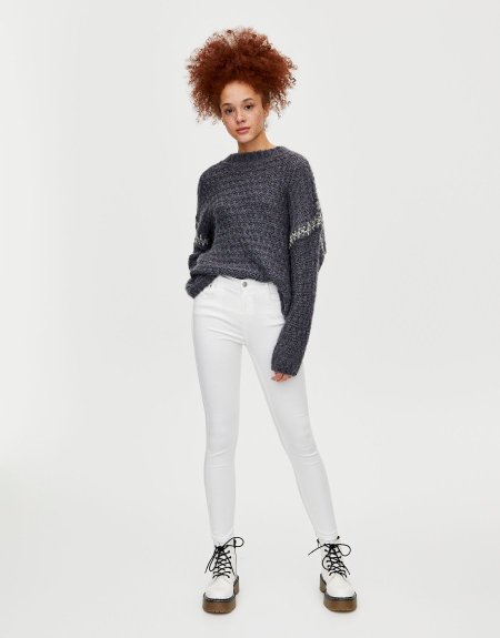 Pull&bear skinny high waist jeans - White