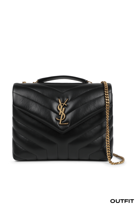 SAINT LAURENT Black leather Lulu bag with gold chain - Black