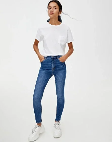 Pull&bear skinny high waist jeans - light blue