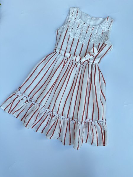 Pafim striped dress - White&Red