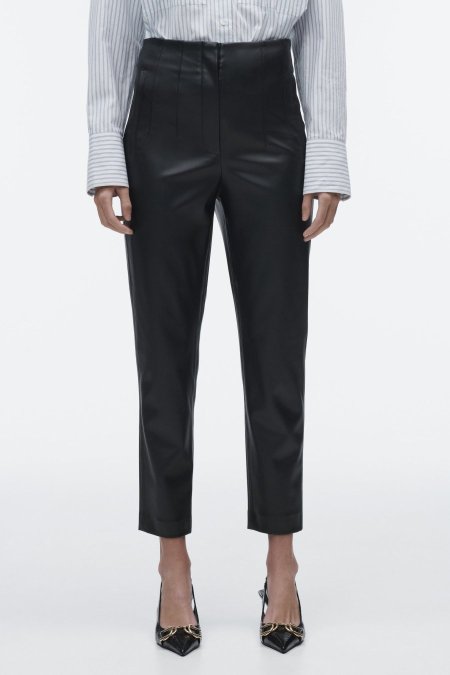  HIGH WAIST TROUSERS - faux black leather