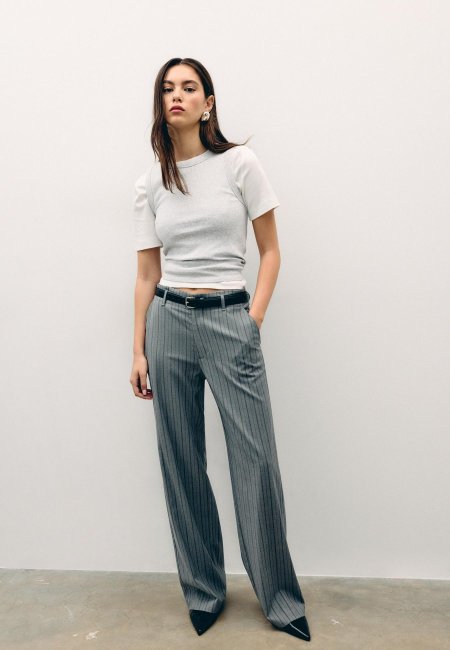 Flowing straight-leg smart trousers with belt