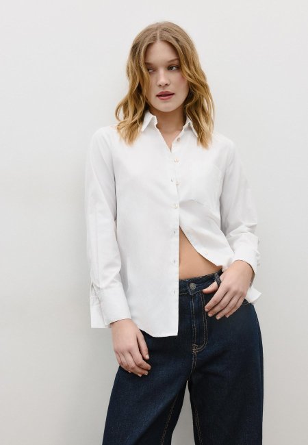 Basic poplin shirt with pocket