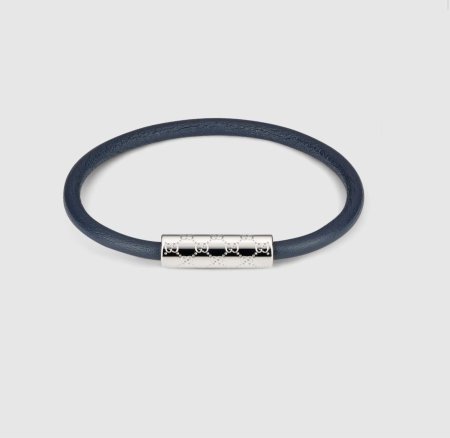 Gucci Bracelet With GG Detail -  dark blue leather