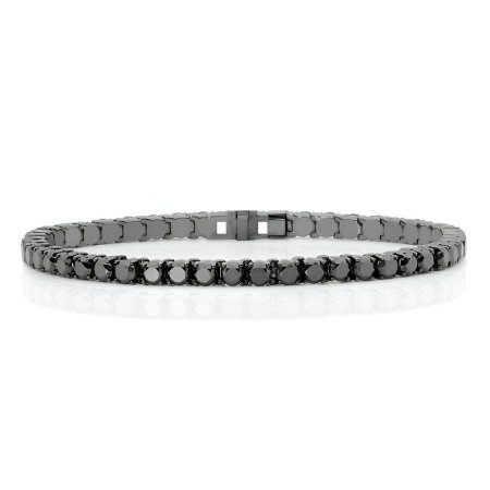 Black-plated stainless steel tennis bracelet