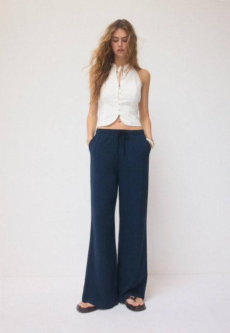 Flowing linen-effect trousers