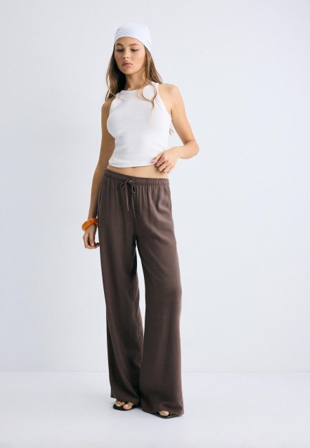 Flowing linen-effect trousers