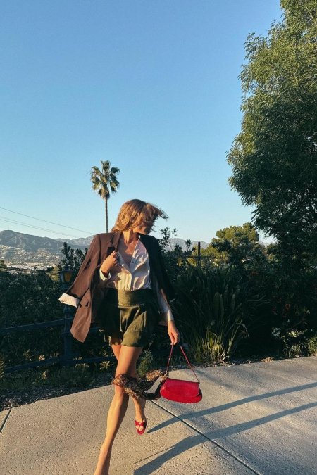 BLAZER WITH ROLLED-UP PRINTED CUFFS