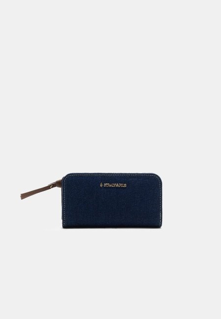 Denim wallet with zip
