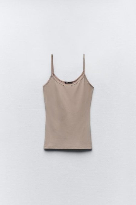 POLYAMIDE TOP WITH THIN STRAPS - Mink