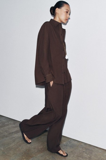 ZW COLLECTION WIDE-LEG POPLIN TROUSERS