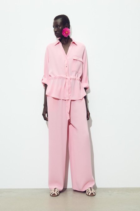 SAFARI CREPE SHIRT & CREPE WIDE-LEG TROUSER - SET