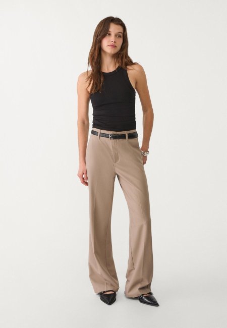 Flowing straight-leg smart trousers with belt