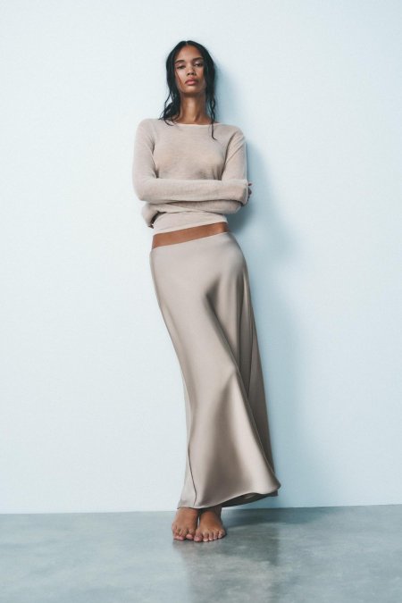 SATIN MIDI SKIRT