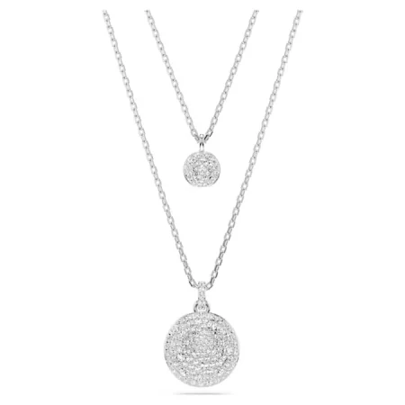 SWAROVSKI Meteora layered pendant White, Rhodium plated