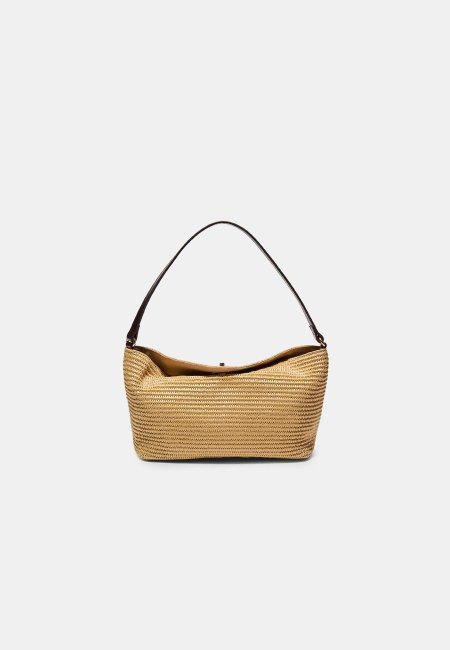Crochet shoulder bag with metal fastening