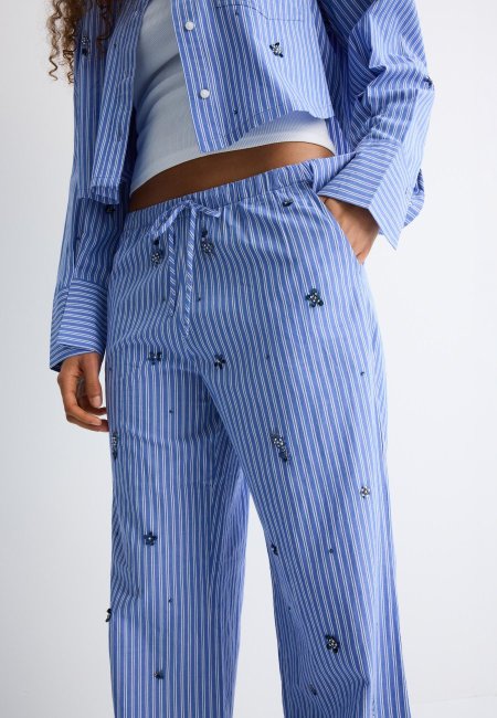 Embroidered pyjama-style trousers