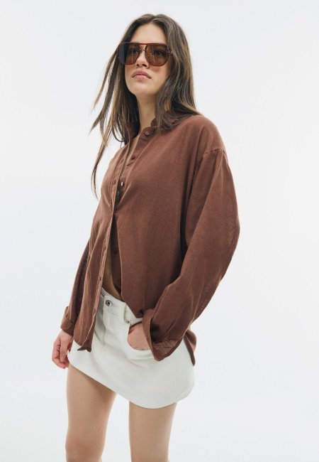 Linen-look flowing shirt