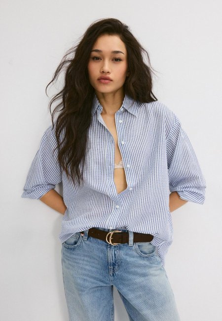 Linen-effect shirt
