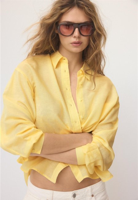 Linen-look flowing shirt