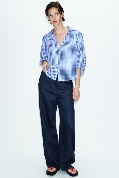 LINEN BLEND GINGHAM SHIRT