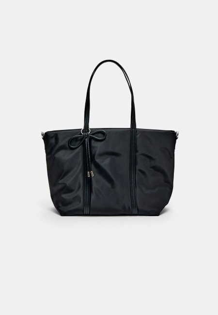 Fabric shopper bag with bow