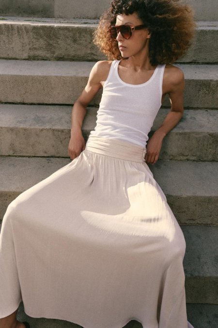 SATIN MIDI SKIRT