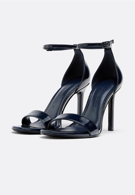 Patent effect heeled sandals