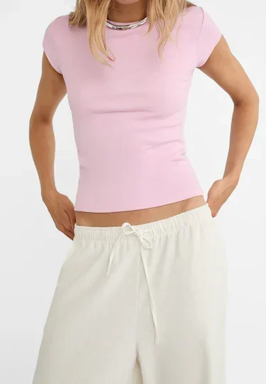 RIBBED T-SHIRT - pink