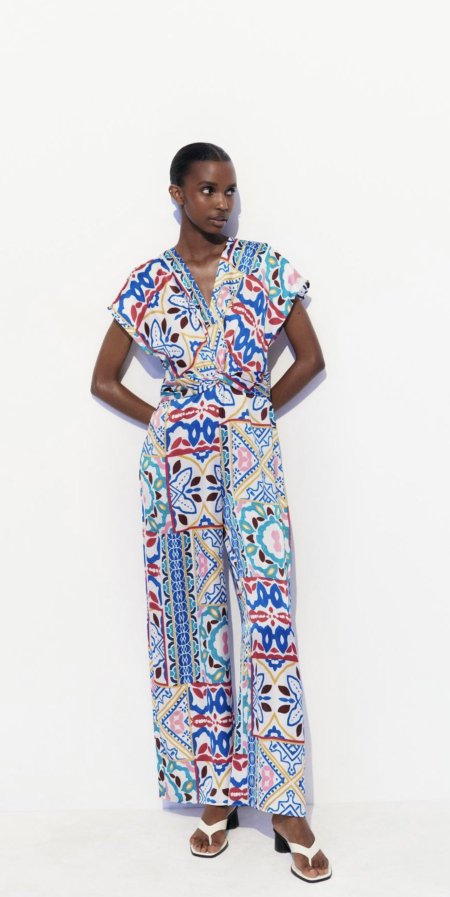 Printed satin jumpsuit